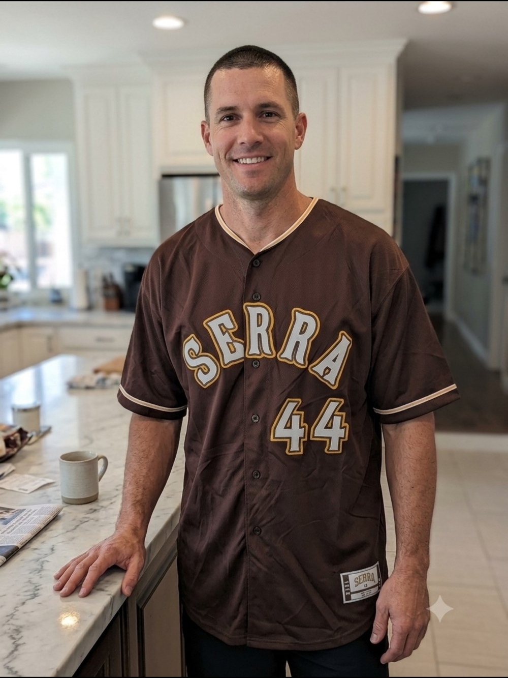 San Diego Padres colors Retro Style Serra 44 Brown  Baseball jearsey 2XL